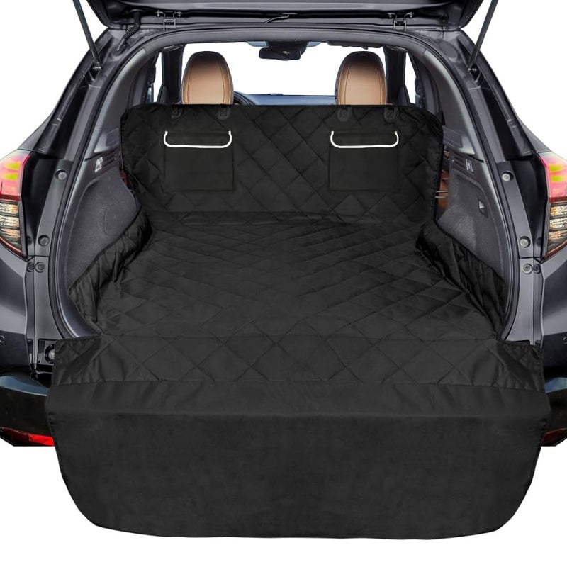 F-color SUV Cargo Liner for Dogs, Waterproof Pet Cargo Cover Dog Seat Cover Mat for SUVs Sedans Vans with 2 Large Pockets, Non-Slip, Large Size Universal Fit, Black - Image 1